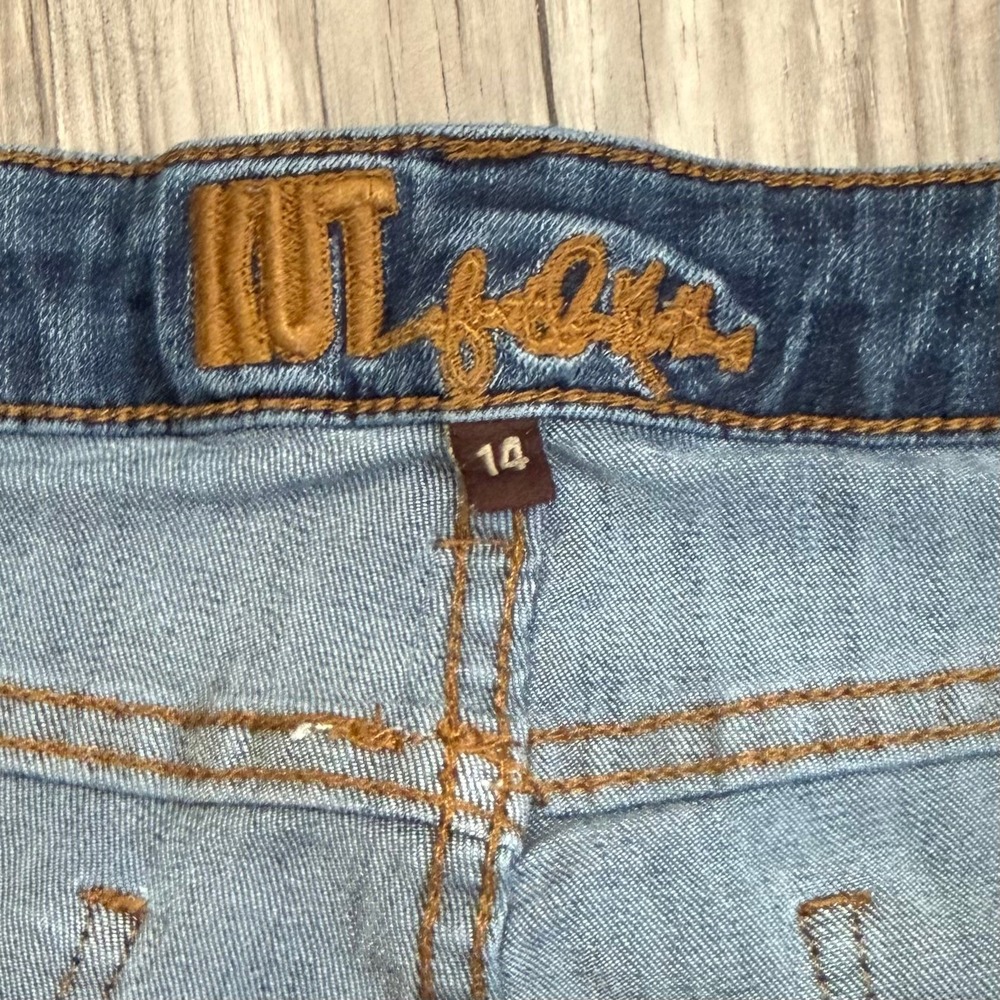 KUT from the Kloth High Rise Skinny Jeans Blue Wash Frayed Hem Size 14 - Picture 3 of 7